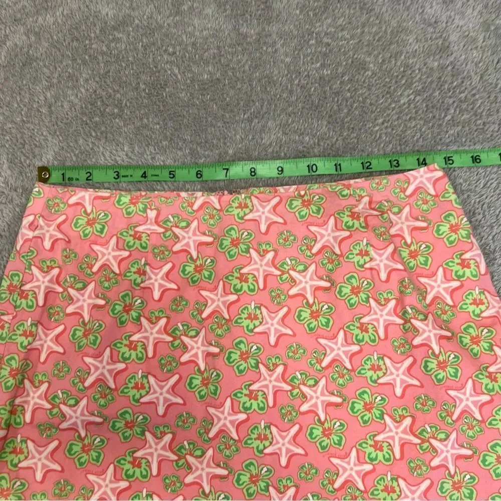 Vineyard Vines skirt womens 2 pink green Starfish floral hawaiian hibiscus - Picture 3 of 8